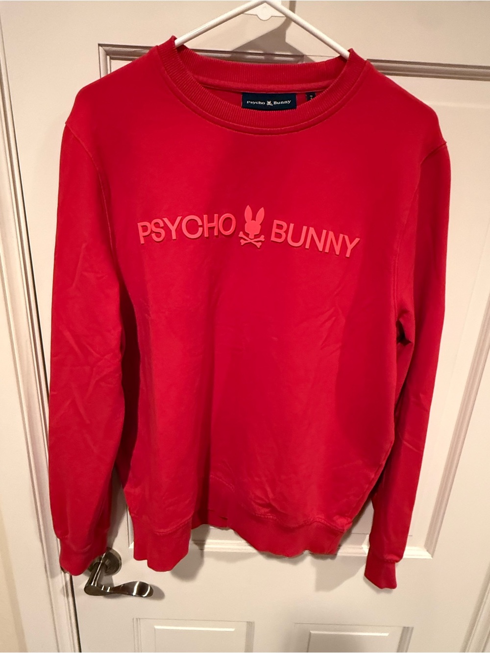 Men’s Psycho Bunny Bright Red Logo Pullover Crewneck Small